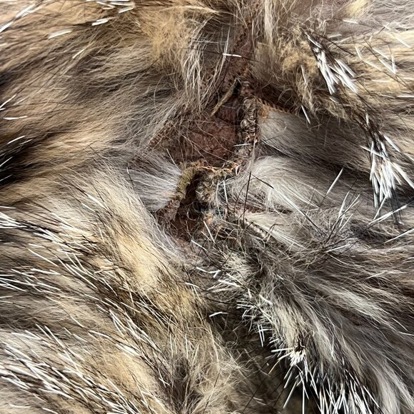 Vintage Mid Century Custom Reversible Fox Fur & Chevron Leather Full Length Coat - Picture 10 of 11